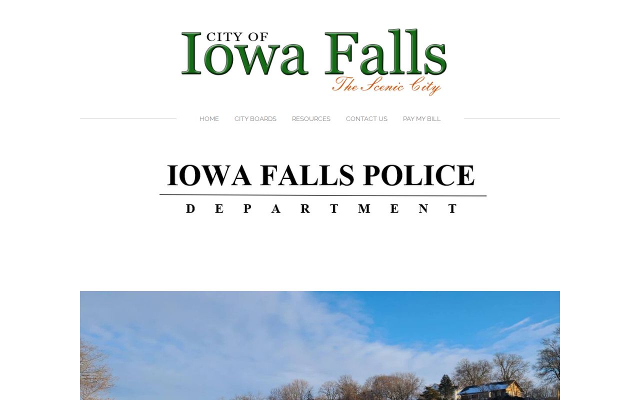Captured official Iowa Falls Police Department webpage with agency and contact details