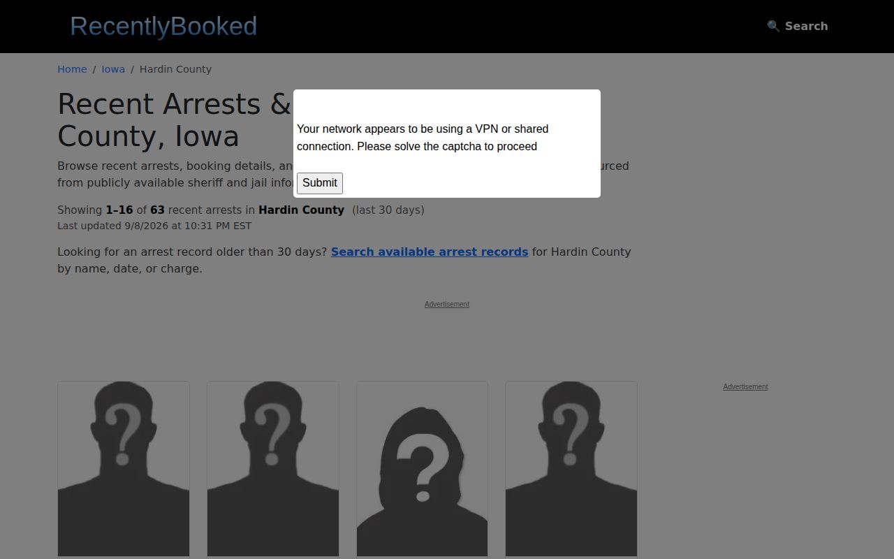 Unofficial Hardin County recent arrest list